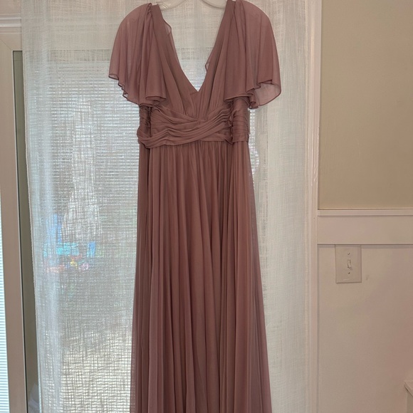 Flutter Sleeve Mesh Maternity Bridesmaid wDress-Color Quartz- Size M - Picture 4 of 4